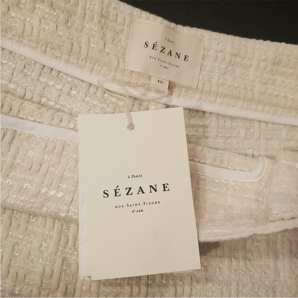 SEZANE Sailor-style Paula Short in Ondule Ecru Jacquard sz US8 / FR40 RARE, NWT - Picture 10 of 13